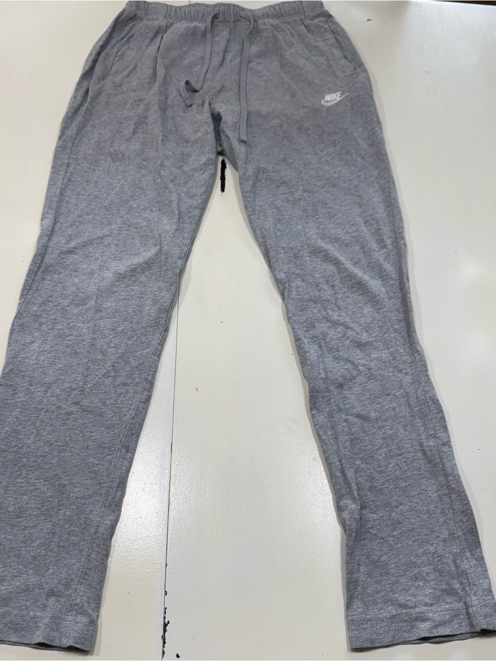NIKE Club Jersey Open-Hem Straight Leg Pants Heather Grey (Size S)